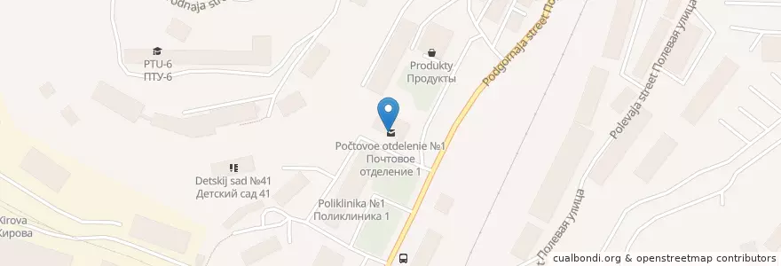 Mapa de ubicacion de Почтовое отделение №1 en Russland, Föderationskreis Nordwest, Oblast Murmansk, Городской Округ Мурманск.