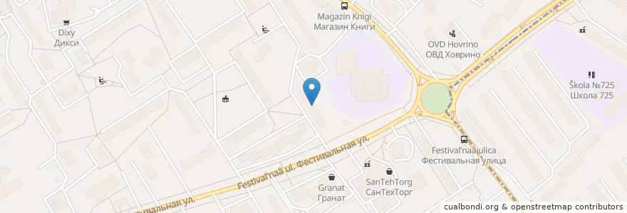Mapa de ubicacion de Семейная библиотека №70/131 en Russie, District Fédéral Central, Moscou, Северный Административный Округ, Головинский Район, Район Ховрино.