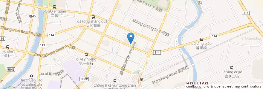 Mapa de ubicacion de 玉山商業銀行 en تایوان, 桃園市, 中壢區.