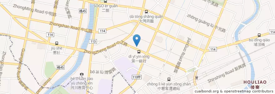 Mapa de ubicacion de 第一銀行中壢分行 en 臺灣, 桃園市, 中壢區.