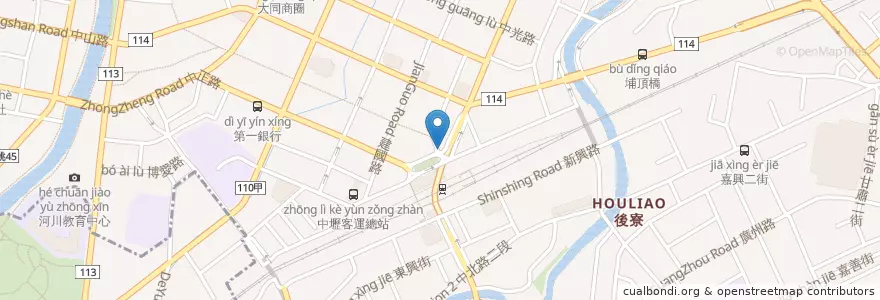 Mapa de ubicacion de 新竹客運中壢北站 en 台湾, 桃園市, 中壢区.