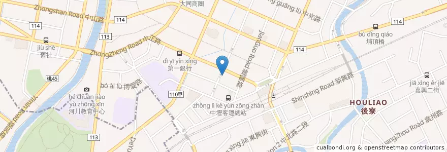 Mapa de ubicacion de 桃園客運中壢公車站 en Taiwan, Taoyuan, Distretto Di Zhongli.