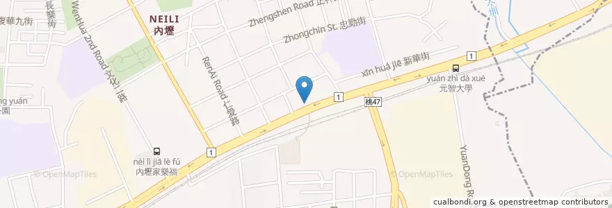 Mapa de ubicacion de 中國信託商業銀行 en 臺灣, 桃園市.