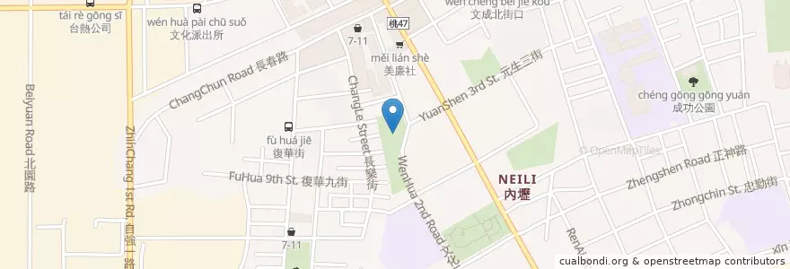 Mapa de ubicacion de 復興宮 en 臺灣, 桃園市, 中壢區.