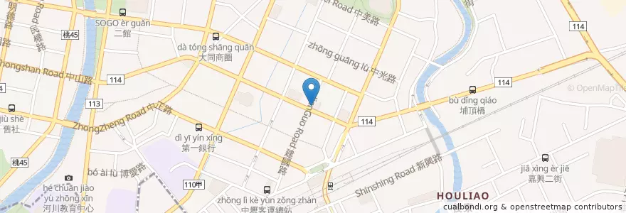 Mapa de ubicacion de 摩斯漢堡 en Taiwan, 桃園市, 中壢區.