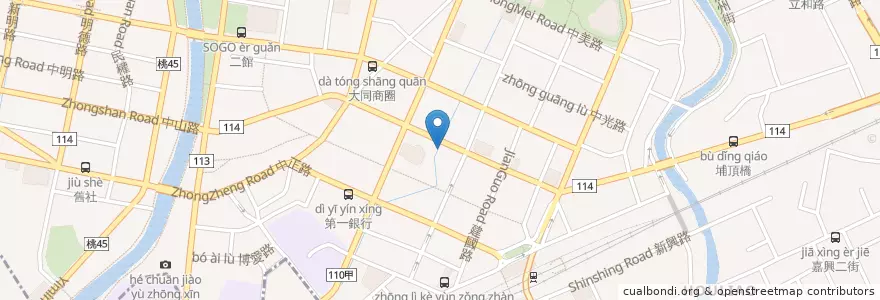 Mapa de ubicacion de 臺灣中小企業銀行 en تایوان, 桃園市, 中壢區.