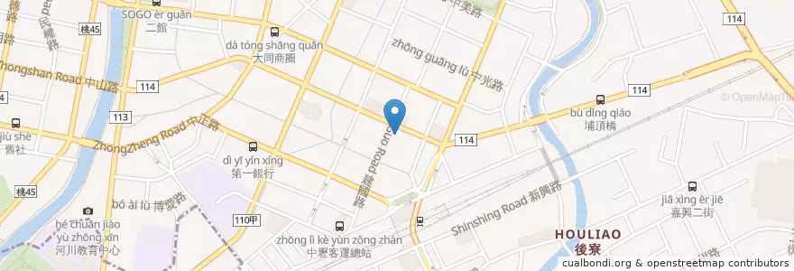 Mapa de ubicacion de 陶板屋 en Taiwan, Taoyuan, Zhongli.