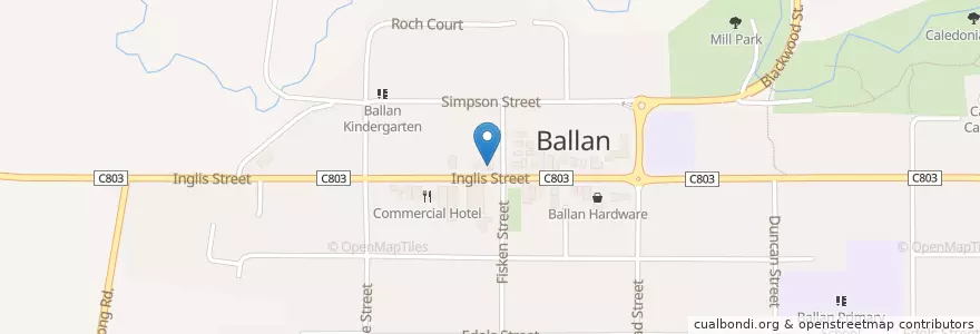 Mapa de ubicacion de Ballan Hotel en 오스트레일리아, Victoria, Shire Of Moorabool.