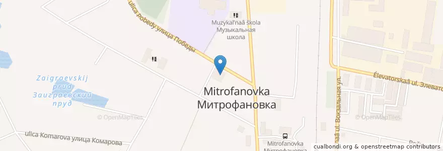 Mapa de ubicacion de Библиотека en Rusland, Centraal Federaal District, Oblast Voronezj, Кантемировский Район, Митрофановское Сельское Поселение.