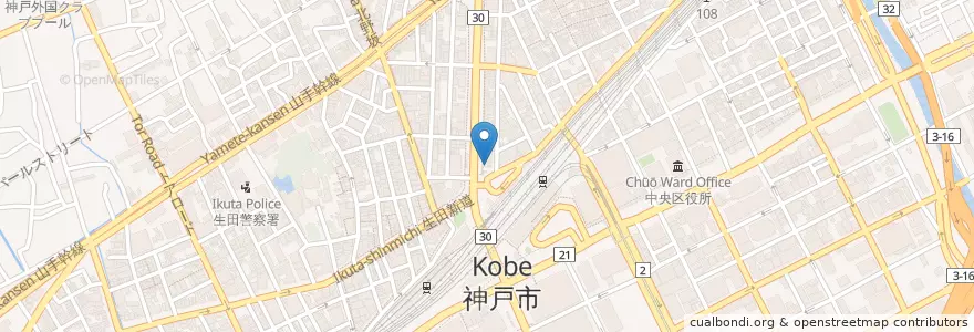 Mapa de ubicacion de なか卯 en Japan, Präfektur Hyōgo, 神戸市, 中央区.