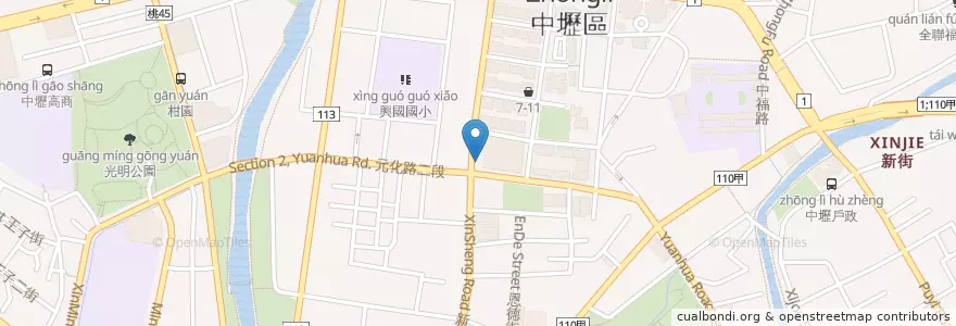Mapa de ubicacion de 山隆加油站 en تایوان, 桃園市, 中壢區.