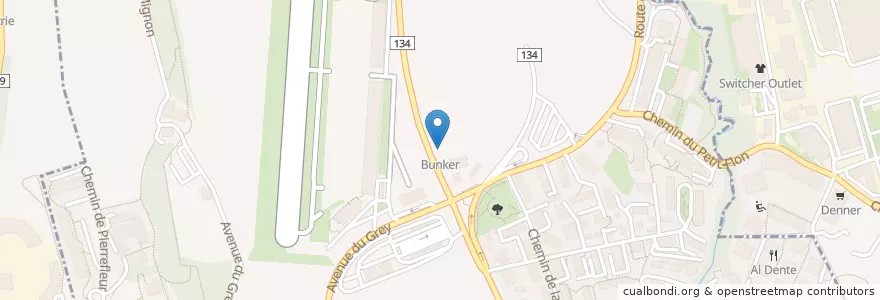 Mapa de ubicacion de Bunker en Switzerland, Vaud, District De Lausanne, Lausanne.