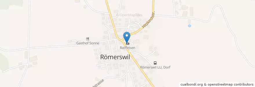 Mapa de ubicacion de Raiffeisenbank Hitzkirchertal en Schweiz/Suisse/Svizzera/Svizra, Luzern, Römerswil.