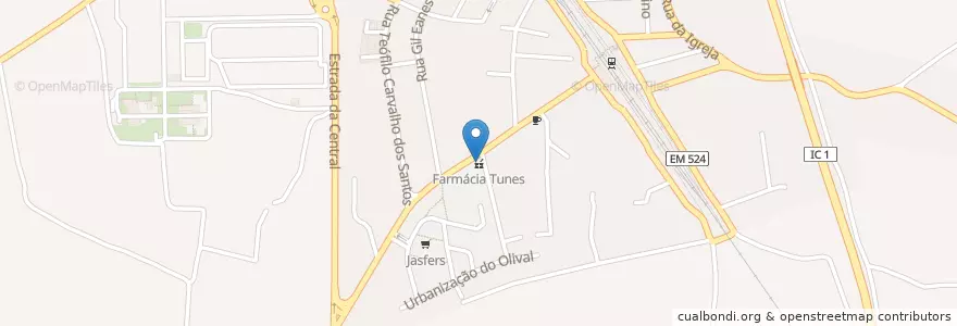 Mapa de ubicacion de Farmácia Tunes en Portekiz, Algarve, Algarve, Faro, Silves, Algoz E Tunes.