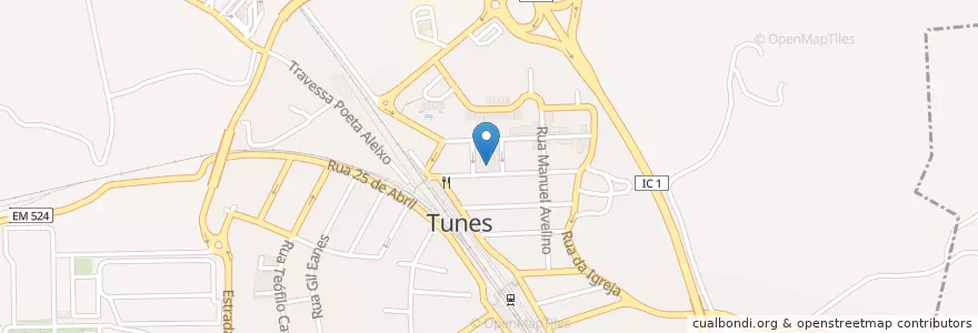 Mapa de ubicacion de Escola Básica de Tunes en Portugal, Algarve, Algarve, Faro, Silves, Algoz E Tunes.