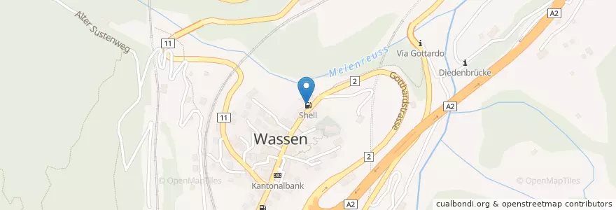 Mapa de ubicacion de Shell en 스위스, Uri, Wassen.