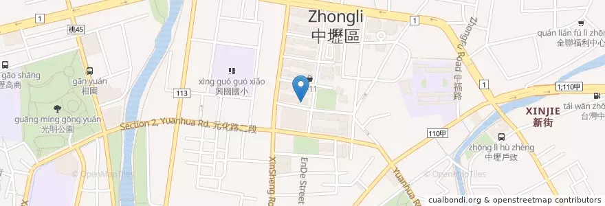 Mapa de ubicacion de 摩斯漢堡 en 타이완, 타오위안 시, 중리 구.