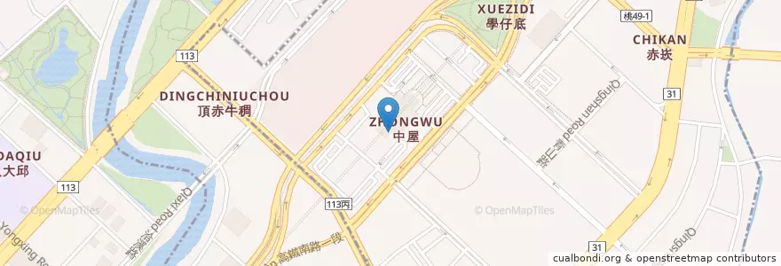 Mapa de ubicacion de 摩斯漢堡 en Taiwan, Taoyuan, Distretto Di Zhongli.