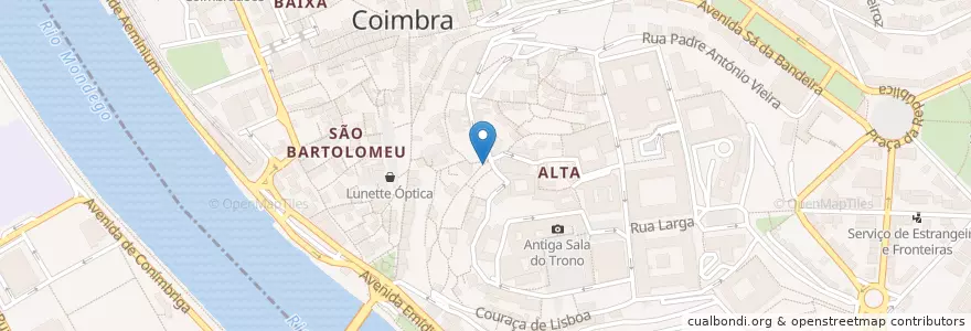 Mapa de ubicacion de Café Sé Velha en 葡萄牙, Centro, Baixo Mondego, Coimbra, Coimbra, Sé Nova, Santa Cruz, Almedina E São Bartolomeu.