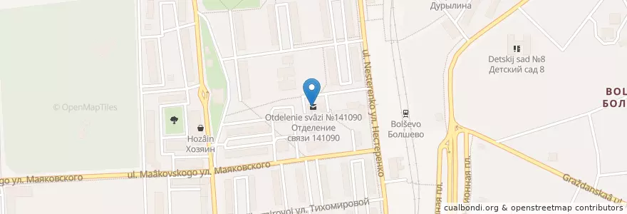 Mapa de ubicacion de Отделение связи №141090 en Rusia, Distrito Federal Central, Óblast De Moscú, Городской Округ Королёв.