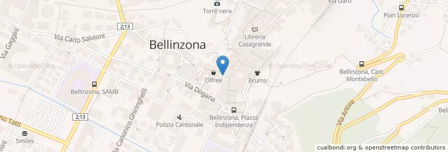 Mapa de ubicacion de Municipio di Bellinzona en Suiza, Tesino, Distretto Di Bellinzona, Circolo Di Bellinzona, Bellinzona.