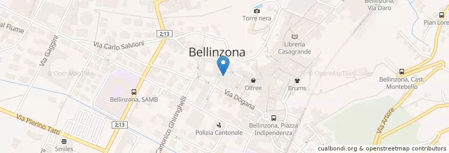Mapa de ubicacion de Fontana della Foca en Switzerland, Ticino, Distretto Di Bellinzona, Circolo Di Bellinzona, Bellinzona.