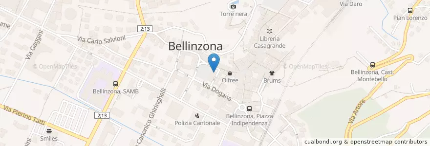 Mapa de ubicacion de Teatro Sociale Bellinzona en Schweiz/Suisse/Svizzera/Svizra, Ticino, Distretto Di Bellinzona, Circolo Di Bellinzona, Bellinzona.