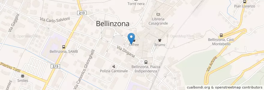 Mapa de ubicacion de Polizia Comunale en スイス, ティチーノ州, Distretto Di Bellinzona, Circolo Di Bellinzona, Bellinzona.