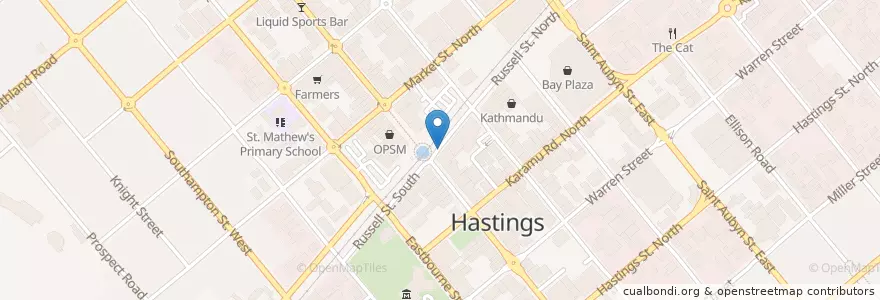 Mapa de ubicacion de Subway en Nova Zelândia, Hawke's Bay, Hastings District.