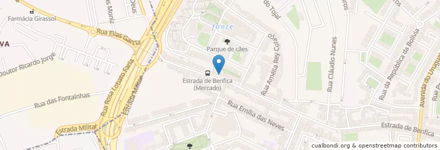 Mapa de ubicacion de O Raul en Portugal, Aire Métropolitaine De Lisbonne, Lisbonne, Grande Lisboa, Amadora, Benfica.