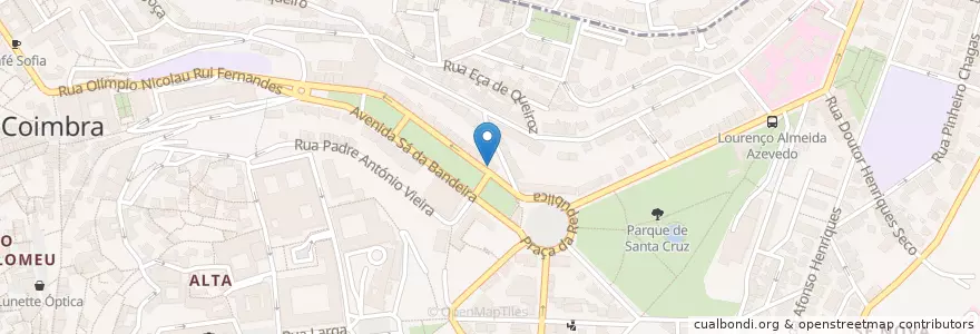 Mapa de ubicacion de Cantina da Praça en البرتغال, الوسطى, مونديغو السفلى, قلمرية, قلمرية, Sé Nova, Santa Cruz, Almedina E São Bartolomeu.