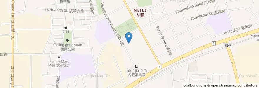 Mapa de ubicacion de 二十一世紀風味館 en 臺灣, 桃園市, 中壢區.
