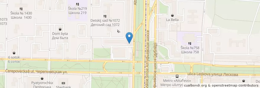 Mapa de ubicacion de Шаурма en Rússia, Distrito Federal Central, Москва, Северо-Восточный Административный Округ, Район Лианозово.