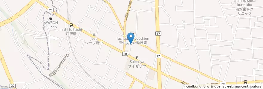 Mapa de ubicacion de 熊野神社 en 일본, 도쿄도, 府中市.