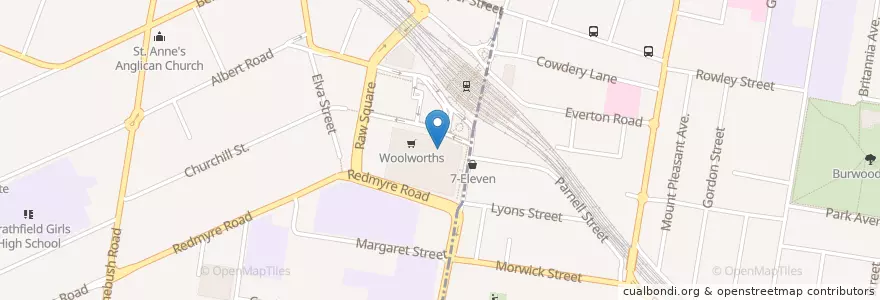 Mapa de ubicacion de Gloria Jean's Coffee en استرالیا, New South Wales, Strathfield Municipal Council, Sydney.