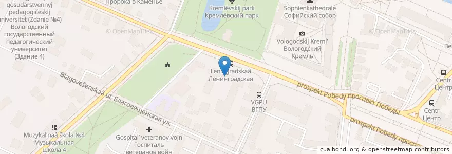 Mapa de ubicacion de Вологодский государственный педагогический университет (Здание №3) en Russia, Northwestern Federal District, Vologda Oblast, Vologodsky District, Vologda.