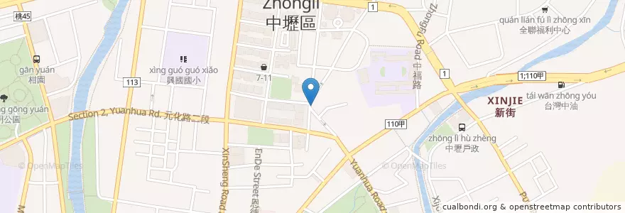Mapa de ubicacion de 班格斯牛排 en تایوان, 桃園市, 中壢區.