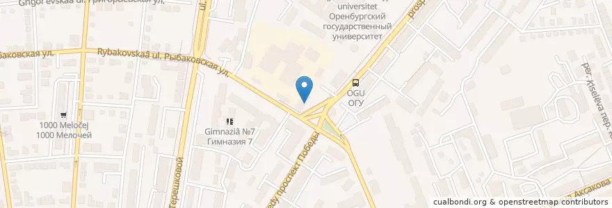 Mapa de ubicacion de Кофейня "Cappuccino" en ロシア, 沿ヴォルガ連邦管区, オレンブルク州, オレンブルク管区.