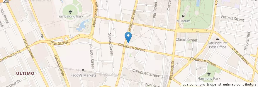 Mapa de ubicacion de World Square Pub en Australië, Nieuw-Zuid-Wales, Council Of The City Of Sydney, Sydney.