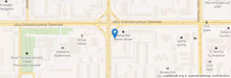 Mapa de ubicacion de Смайл+ en روسيا, منطقة فيدرالية أورالية, أوبلاست تشيليابنسك, Магнитогорский Городской Округ.