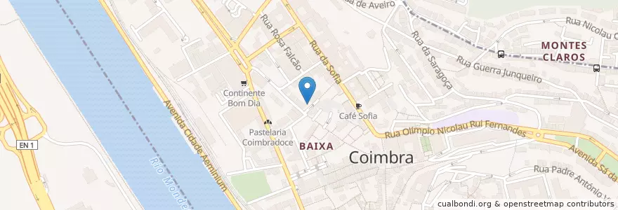 Mapa de ubicacion de A Tuna en 葡萄牙, Centro, Baixo Mondego, Coimbra, Coimbra, Sé Nova, Santa Cruz, Almedina E São Bartolomeu.