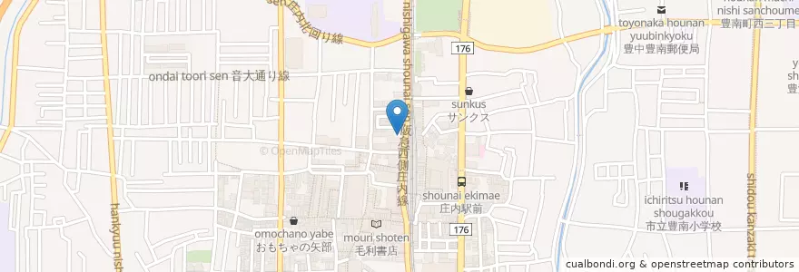 Mapa de ubicacion de 庄内駅西自転車駐輪場 en Jepun, 大阪府, 豊中市.