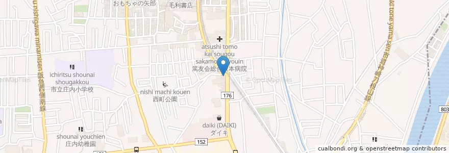 Mapa de ubicacion de すき家 en 日本, 大阪府, 豊中市.