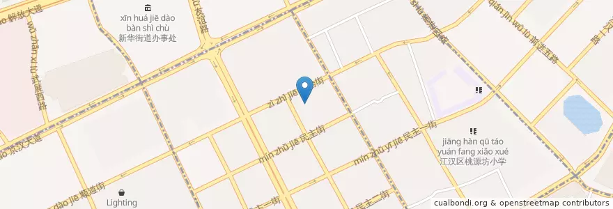 Mapa de ubicacion de 民意街道办事处 en 中国, 湖北省, 武汉市, 江汉区, 民意街道.
