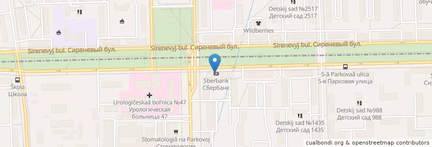 Mapa de ubicacion de Сбербанк en روسیه, Центральный Федеральный Округ, Москва, Восточный Административный Округ, Район Измайлово.