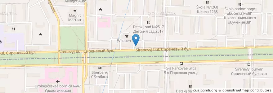 Mapa de ubicacion de Виват-пицца en 러시아, Центральный Федеральный Округ, Москва, Восточный Административный Округ, Район Северное Измайлово.