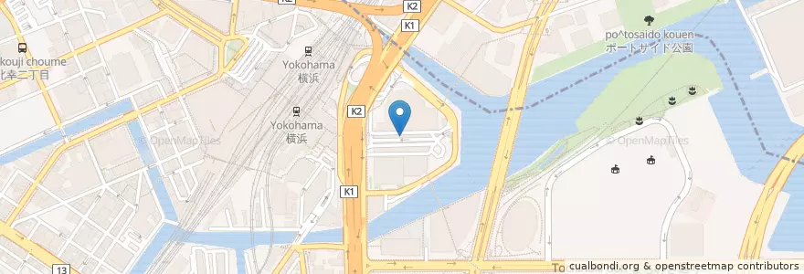 Mapa de ubicacion de 横浜駅東口 en Jepun, 神奈川県, 横浜市, 西区, 神奈川区.