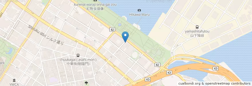 Mapa de ubicacion de 蟹風船 en 日本, 神奈川県, 横浜市, 中区.