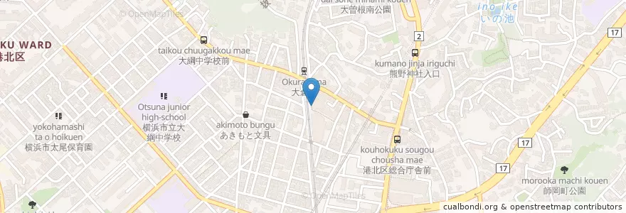 Mapa de ubicacion de 大倉山キリスト福音教会 en Japón, Prefectura De Kanagawa, Yokohama, Kohoku.