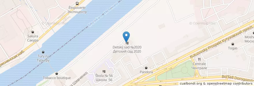Mapa de ubicacion de Детский сад №2020 en Rusland, Centraal Federaal District, Moskou, Центральный Административный Округ, Пресненский Район.